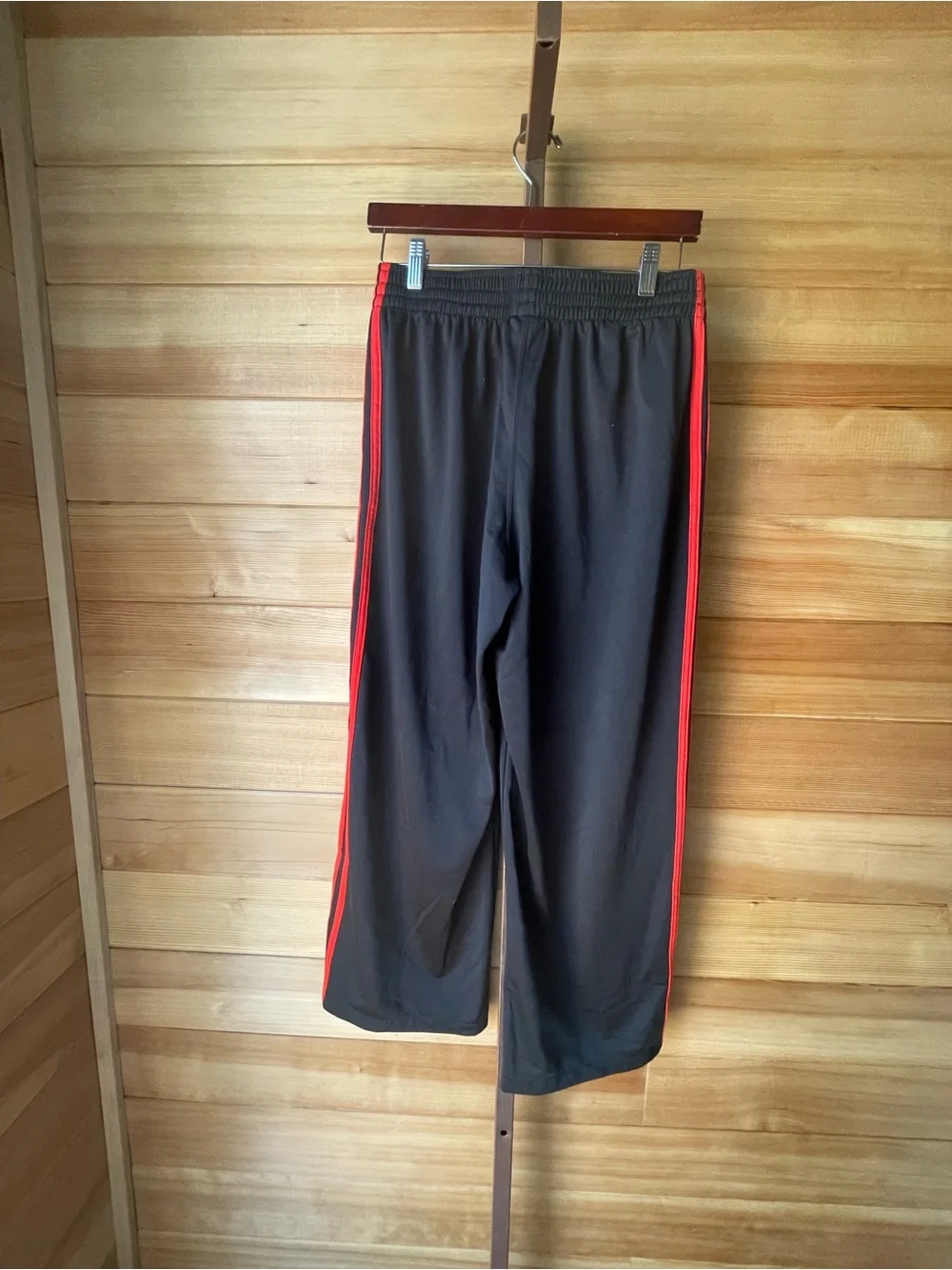 adidas Black Sweatpants with Red Side Stripes Men’s Large